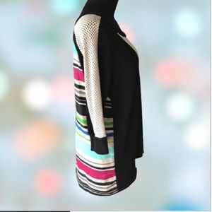 📦GO MAKE NOISE striped contrast tunic top.